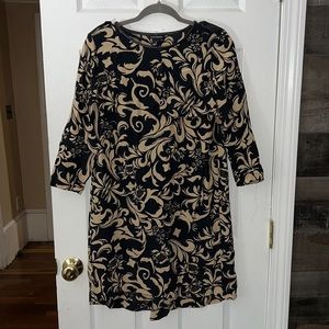 Club Monaco Black & Tan Print Silk & Leather Blouse Size 4